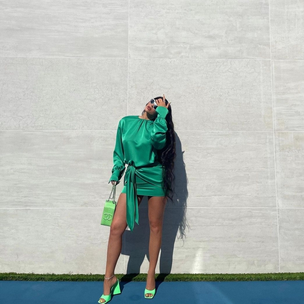 *RARE* SOLD OUT THE ATTICO Tie Waist Mini Dress Revolve Cocktail Kylie Jenner - Picture 2 of 5